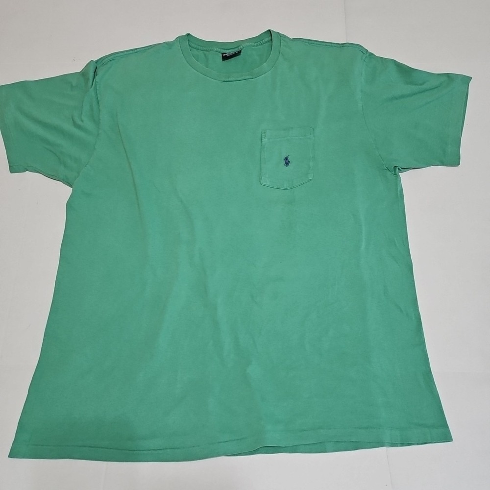 Vintage 90s Polo Ralph Lauren Made in USA Mint Green Pocket T Shirt Mens XL